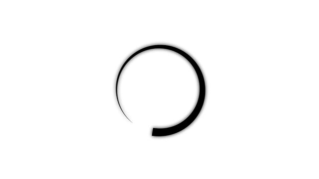 Black thin rotating circle with shadow is looping on a white background creating sense of animation