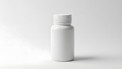 Minimal pharmaceutical bottle mockup with blank label-free design, perfect for pharmacy branding, medical packaging, prescription medicine concepts, and healthcare advertising.