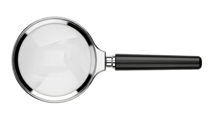 Magnifying glass PNG isolated on transparent background, classic search tool with black handle for investigation and close inspection