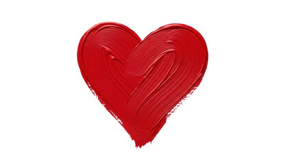 Red heart paint stroke isolated PNG on transparent background, love symbol for Valentine s Day and romantic design projects