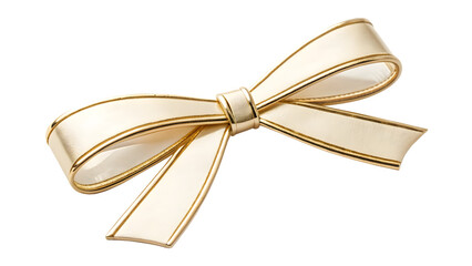 Isolated gold ribbon bow on a white background