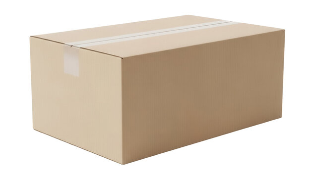 Cardboard box isolated PNG, brown container for shipping and storage, package for delivery, blank carton on transparent background