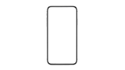 Modern frameless smartphone PNG isolated on transparent background, mobile phone mockup for app design and product presentation