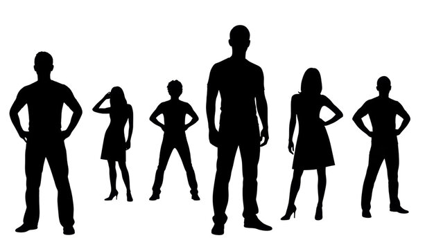 Group of diverse people silhouettes PNG isolated on transparent background, teamwork and community concept