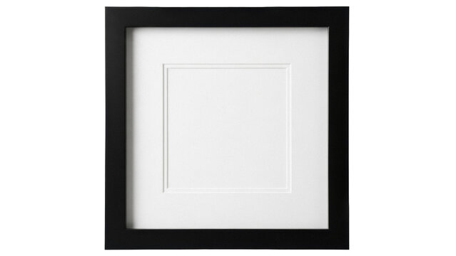 Square black picture frame PNG isolated on transparent background, modern photo frame for art and design projects