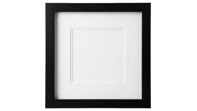 Square black picture frame PNG isolated on transparent background, modern photo frame for art and design projects - Powered by Adobe