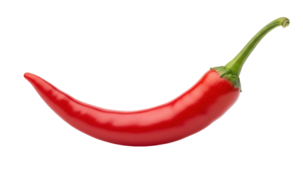 Red chili pepper PNG isolated on transparent background, spicy ingredient for cooking and culinary use, hot and flavorful