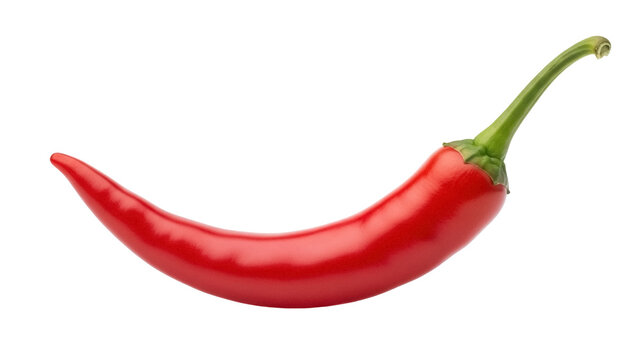 Red chili pepper PNG isolated on transparent background, spicy ingredient for cooking and culinary use, hot and flavorful