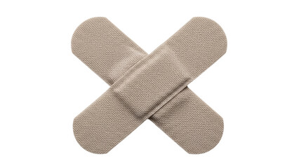 Crossed adhesive bandages PNG isolated on transparent background, medical plasters for wound care and first aid treatment