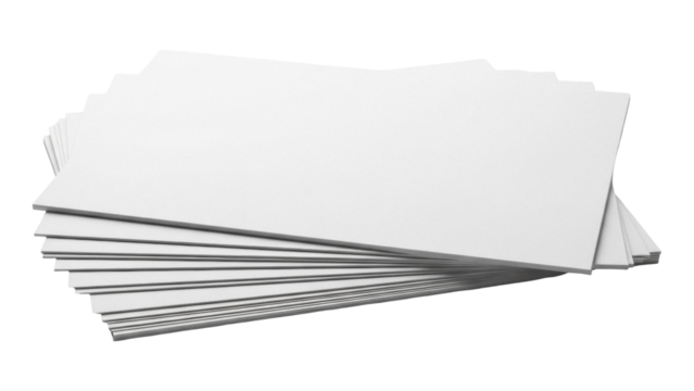 Stack of blank white paper sheets PNG isolated on transparent background, stationery mockup for office and creative projects - Powered by Adobe