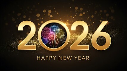 Happy new year 2026 celebration with fireworks