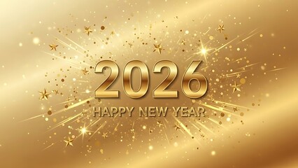 Happy new year 2026 celebration with gold theme