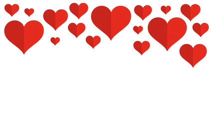 Red hearts on white background