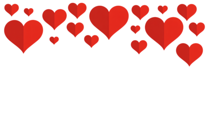 Red hearts on white background