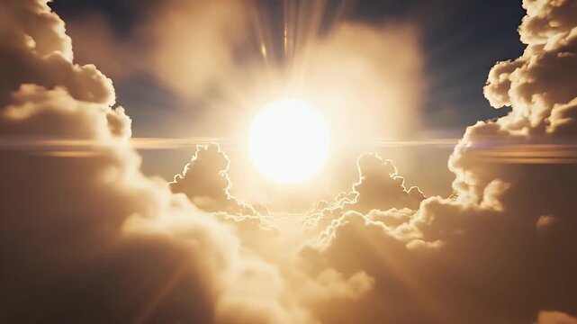 Surya Jayanti Background With Radiant Sunlight and Celestial Cloud-Filled Sky