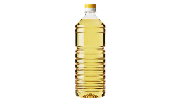 Bottle of cooking oil isolated PNG on transparent background, healthy fat source for frying and baking, food ingredient