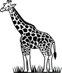 Naklejka premium giraffe cartoon silhouette vector illustration 
