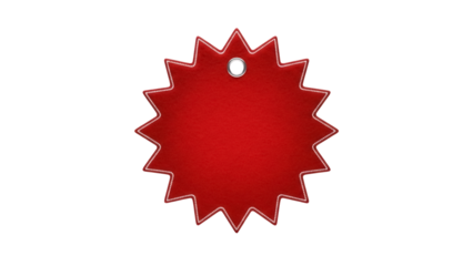 Red starburst price tag PNG isolated on transparent background, sale sticker for retail promotion and discount offers
