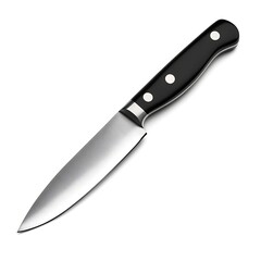 A sharp kitchen knife isolated on clean backdrop on a white background.