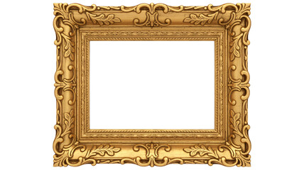 Ornate gold picture frame isolated on white background