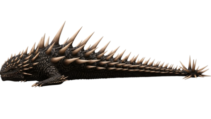 Armored dinosaur with sharp spines and scales isolated on a transparent background spiky dinosaur