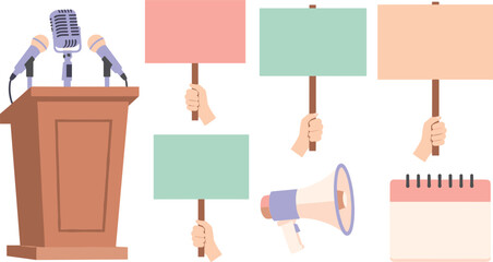 Protest with signs and megaphone