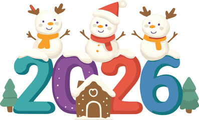 Naklejka premium Snowman Celebration 2026