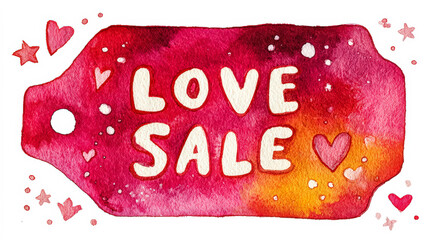 Colorful Love Sale Tag with Hearts and Stars