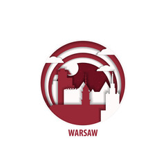 Warsaw, Poland paper cut, cityscape crafted vector illustration. Origami, layered art of city with skyline, buildings, landscape shape for sticker, badge, web, print