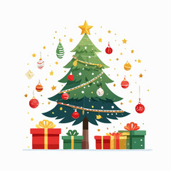 Naklejka premium christmas tree with gift boxes