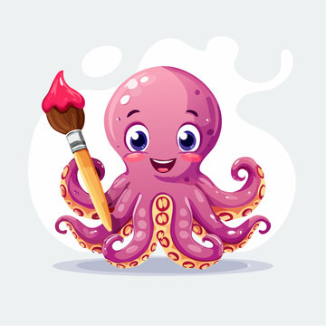 octopus with a brush