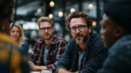 Obraz premium Photo of innovative team meeting focusing on project strategy and business program within modern startup office background setting