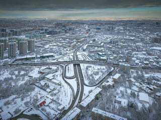 city ​​under the snow