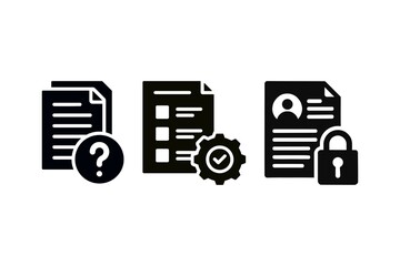 documents with question mark gear and lock icons