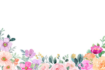 Flower watercolor frame for wedding, birthday, card, background, invitation, wallpaper, sticker, decoration etc.