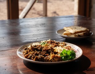 Traditional Yemeni spiced rice dish featuring aromatic spices and hearty textures, representing authentic Middle Eastern home-style cooking.