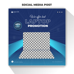 Laptop promotion social media post design template