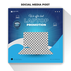 Laptop promotion social media post design template