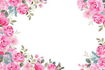 Flower watercolor frame for wedding, birthday, card, background, invitation, wallpaper, sticker, decoration etc.