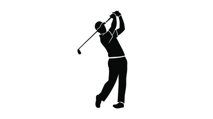 A golfer completing his swing in a striking black silhouette © PAKE