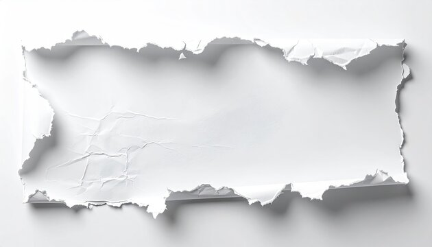 Ripped white paper against white backdrop