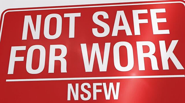 Red NSFW Not Safe For Work Sign Metal Texture Close Up