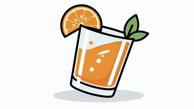 Refreshing Orange Juice Drink with Orange Slice and Mint Leaves
