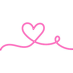 Continuous Line Heart Neon