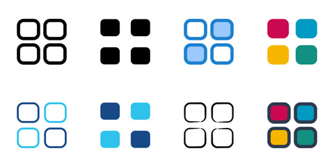 Apps icons set multiple style collection. Editable stroke 
