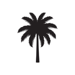 Obraz premium Palm Tree Silhouette Isolated on White Background, Palm Tree Silhouette Isolated on White Background