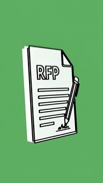 RFP Document with Pencil Animation on Green Background