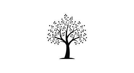 A striking black tree with full foliage stands prominently against a bright white background silhouette © ArtBySalea07