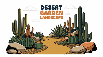 Desert garden designed with cacti, succulents, gravel, and drought-resistant plants, combining minimalism, sustainability, and striking natural textures © Evan