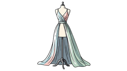 Elegant Fashion Illustration of a Stunning Gown on a Mannequin Display